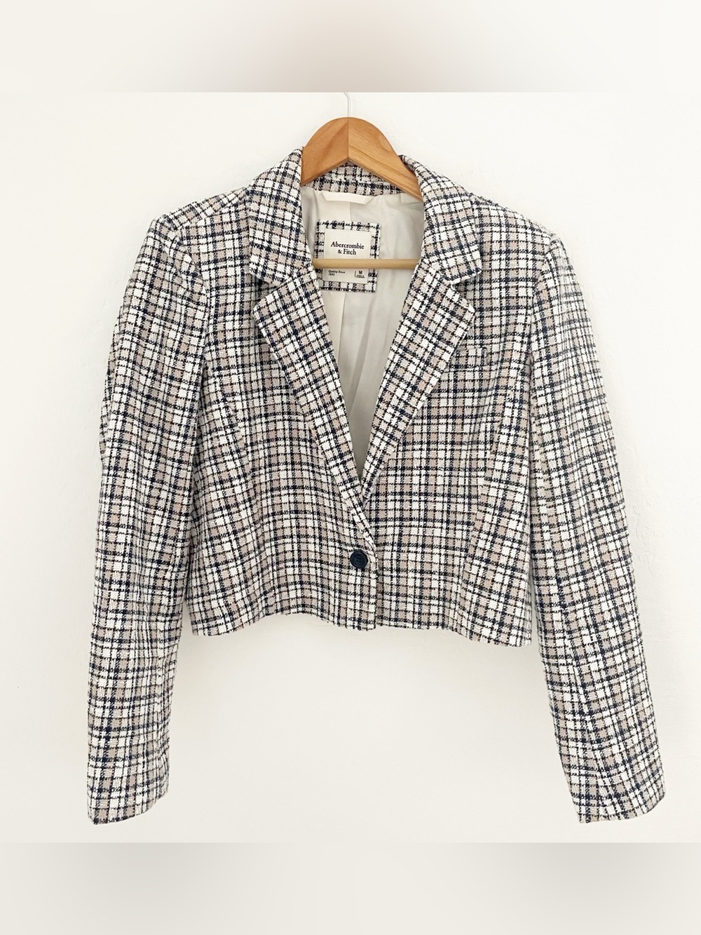 Abercrombie and fitch tweed plaid cropped blazer size medium